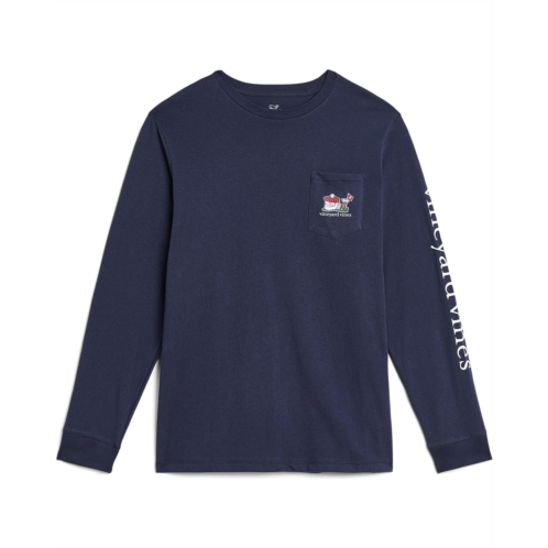 Boys Vineyard Vines Kids Golfer Santa Whale Long Sleeve Tee (Toddler/Little Kid/Big Kid)