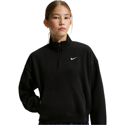 Girls Nike Kids Sportswear Studio Fleece Oversized 1/4 Zip Top (Big Kid)