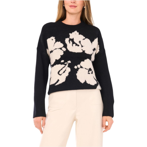 Vince Camuto Flower Motif Crew Neck