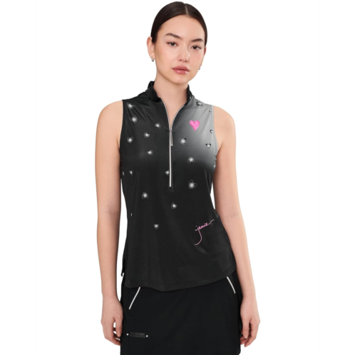 Womens Jamie Sadock Happy Heart Sleeveless Zip Front with Scattered Dots