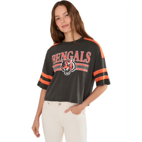 Womens Junk Food Clothing NFL Cincinnati Bengals Bling Striped Crop Tee