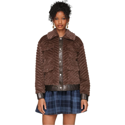 Womens Avec Les Filles Faux Fur Trucket Jacket