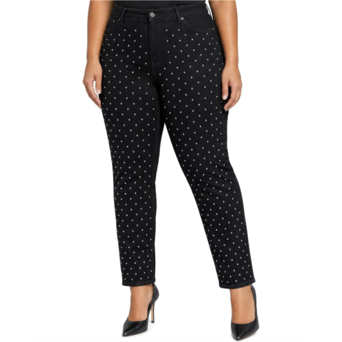 Womens NYDJ Plus Size Sheri Slim Straight Stud Jeans