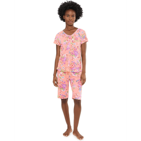Womens Karen Neuburger Short Sleeve Henley Bermuda Shorts Pajama Set