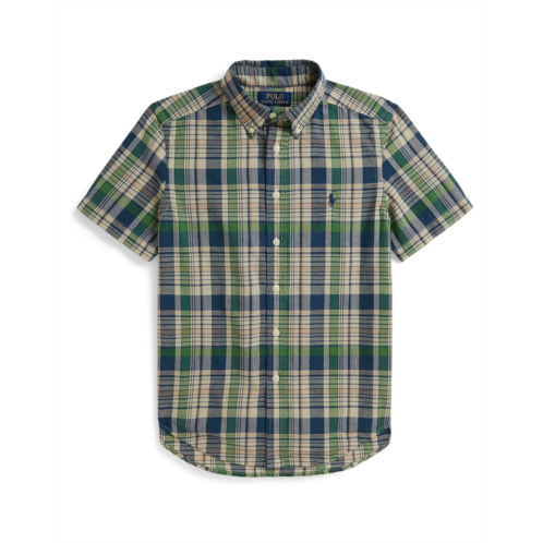 Boys Polo Ralph Lauren Kids Plaid Cotton Shirt (Big Kid)