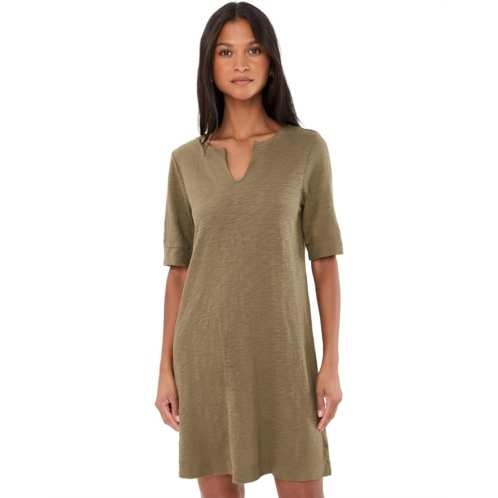 Womens Mod-o-doc Elbow Sleeve Split Neck Knee Length Shift Dress