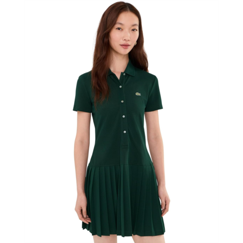 Womens Lacoste Stretch Pique Pleated Polo Dress