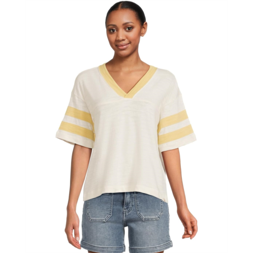 Womens Faherty Sunwashed Slub Varsity Tee