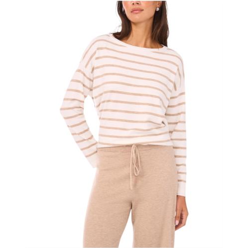 Womens Vince Camuto Stripe Long Sleeve with Rolled Edge