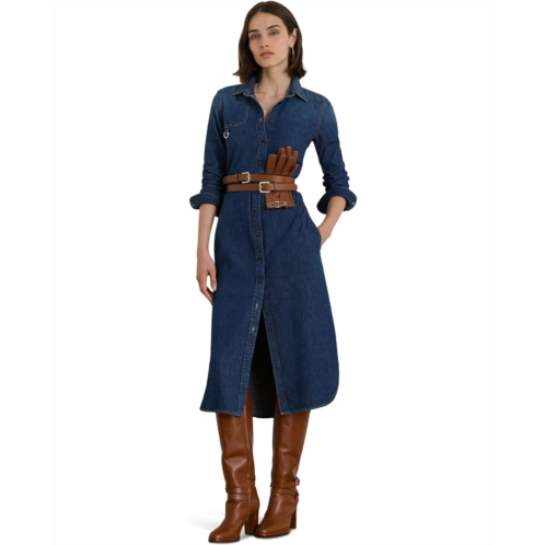 POLO RALPH LAUREN Horsebit-Trim Belted Denim Shirtdress