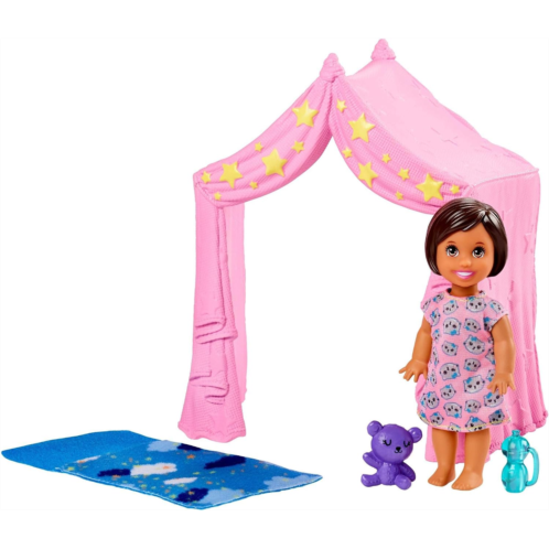 Barbie Skipper Babysitters Inc. Bedtime Playset with Small Doll Tent and Sleeping Bag