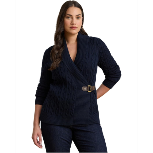 POLO Ralph Lauren Womens Lauren Ralph Lauren Plus Size Buckled Cotton Sweater