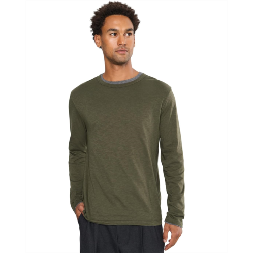 Mens Vince Fine Slub Double Layer Long Sleeve Crew