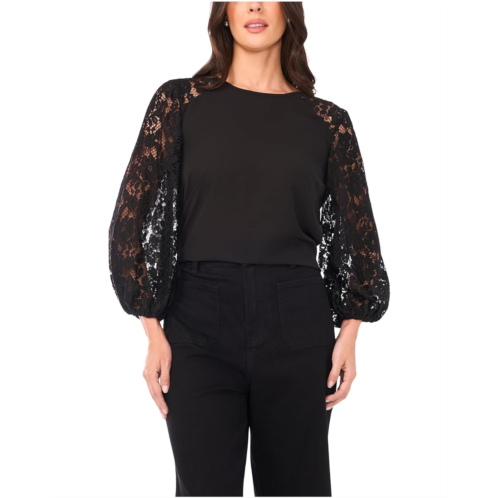 Womens Vince Camuto Crew Neck Lace Sleeves Long Sleeve