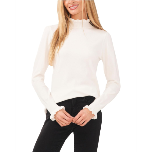 CeCe Mock Neck Ruffle Cuff Sweater