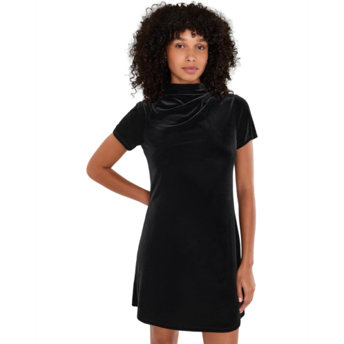 Womens CeCe Velvet Cowl Neck Short Sleeve Mini Dress
