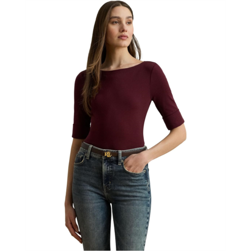 POLO RALPH LAUREN Womens Lauren Ralph Lauren Stretch Cotton Boatneck Tee