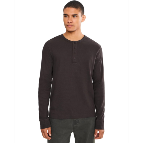 Mens Vince Cotton Rib Long Sleeve Henley