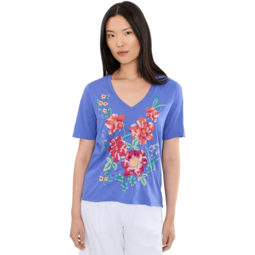 Johnny Was Raw Hem V-Neck Tee - Celiora