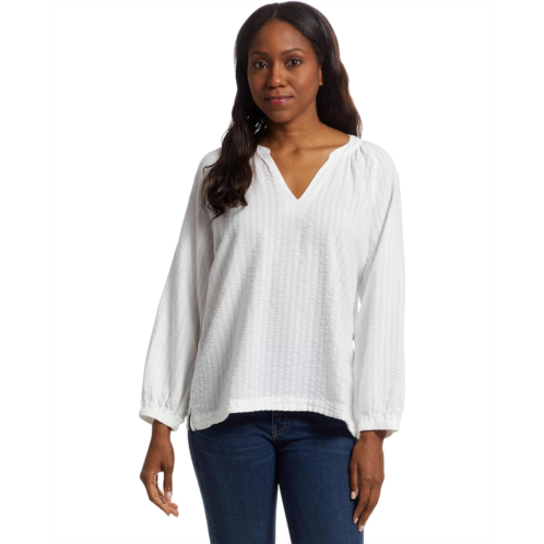 L.L.Bean Womens LLBean Seersucker Split-Neck Shirt