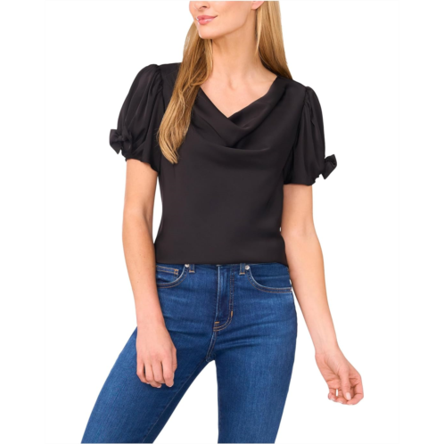 Womens CeCe Cowl Neck Bubble Short Sleeve Top
