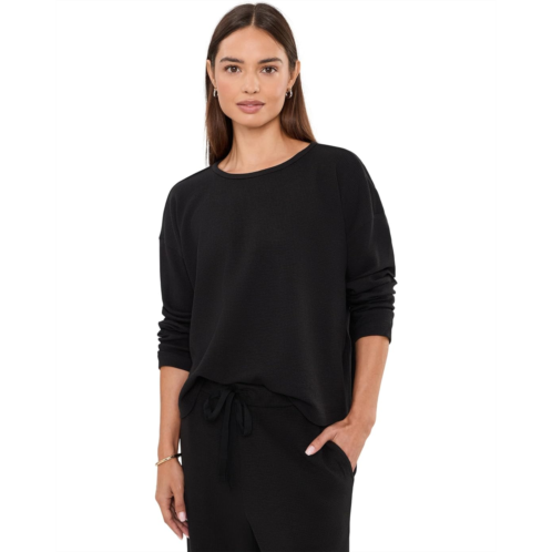 Womens Eileen Fisher Waffle Doubleknit Round Neck Box Top