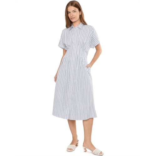 POLO Ralph Lauren Womens Lauren Ralph Lauren Petite Striped Pleated Broadcloth Shirtdress