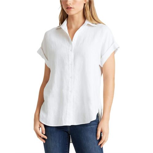 POLO Ralph Lauren Womens Lauren Ralph Lauren Petite Linen Short Sleeve Shirt