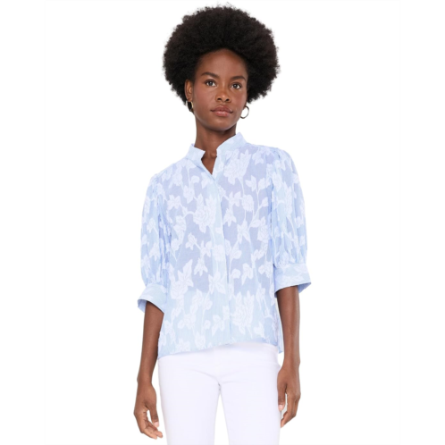 CeCe Pinstripe Cotton Pearce Top