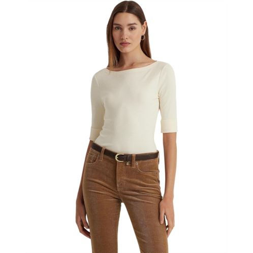 POLO Ralph Lauren Womens Lauren Ralph Lauren Cotton-Blend Boatneck Top