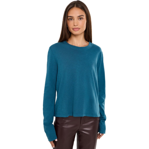 Womens Michael Stars Piper High Crew Boxy Long Sleeve Tee