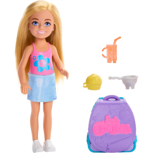 Barbie Family & Friends Cupcake Baking Backpack Blonde Chelsea Doll Wearable Backpack with Baking Play Pieces