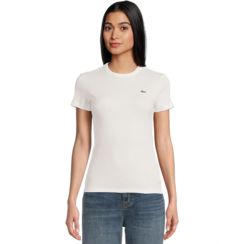 Womens Lacoste Slim Fit Ribbed Cotton T-Shirt