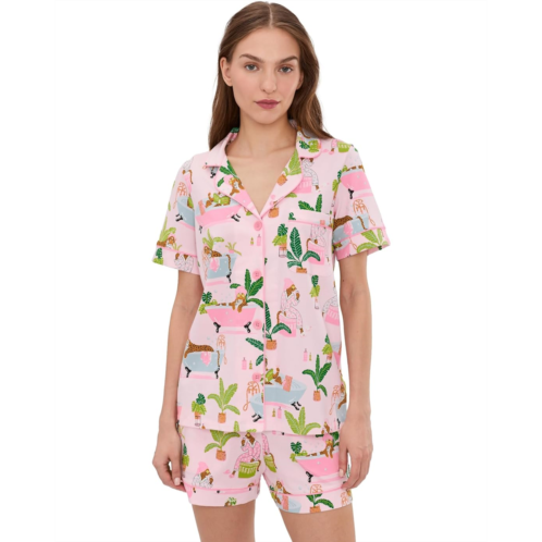 Womens Bedhead PJs Short Sleeve Shorty Cotton Knit Pajama Set
