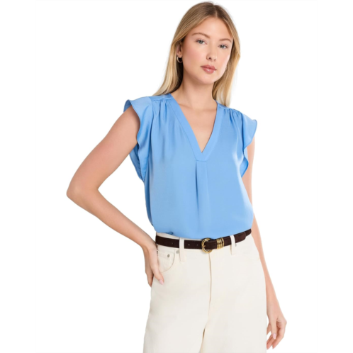 Womens Vince Camuto V-Neck Ruffle Sleeve Blouse