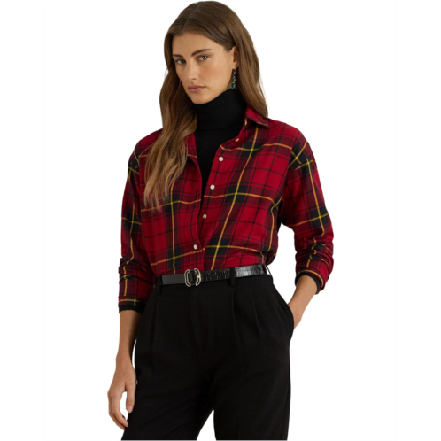 POLO RALPH LAUREN Petite Relaxed Fit Checked Plaid Cotton Shirt