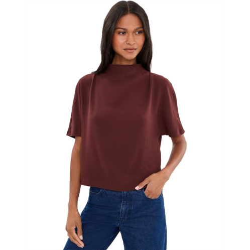 Womens Vince Draped Funnel Neck Top