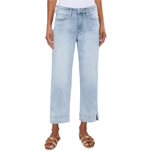 Liverpool Los Angeles Kennedy Mid-Rise Crop Straight Jeans with Wide Hem and Slit 26.5in Inseam