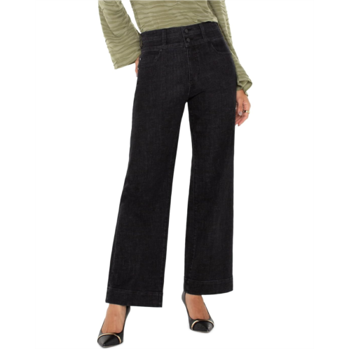 Womens Liverpool Los Angeles Stride Wide Leg Hi-Rise Super Black Crosshatch Denim in Rockville