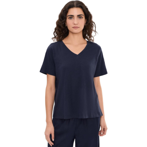 Eileen Fisher Organic Cotton Slubby Jersey V-Neck Short Sleeve Tee