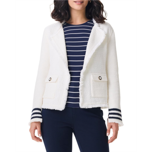 NICZOE Petite Subtle Stripe Fringe Mix Knit Jacket