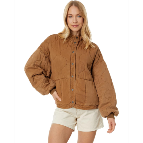 Womens Blank NYC Drop Shoulder Quilted Jacket in Chai Tea