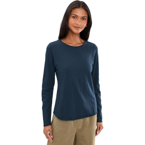 Womens Elliott Lauren Garment Dye Tees - Long Sleeve Tee With Raw Edges
