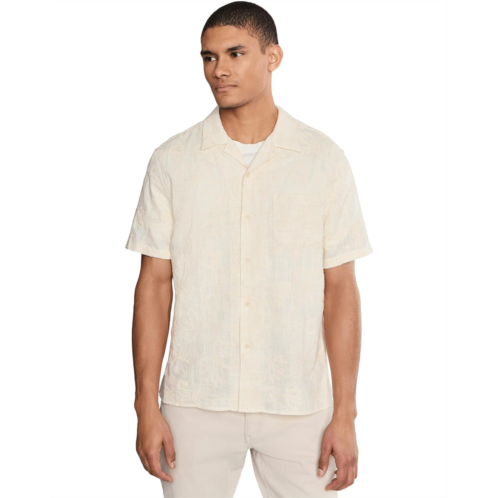 Mens Vince Embroidered Floral Short Sleeve Cabana Shirt