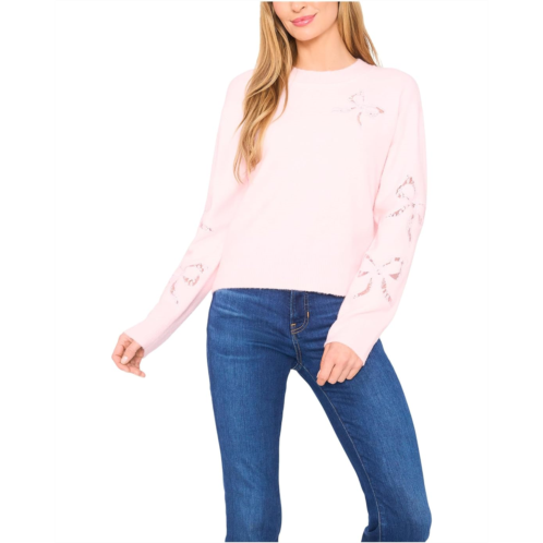 CeCe Lace Bow Crew Neck Sweater
