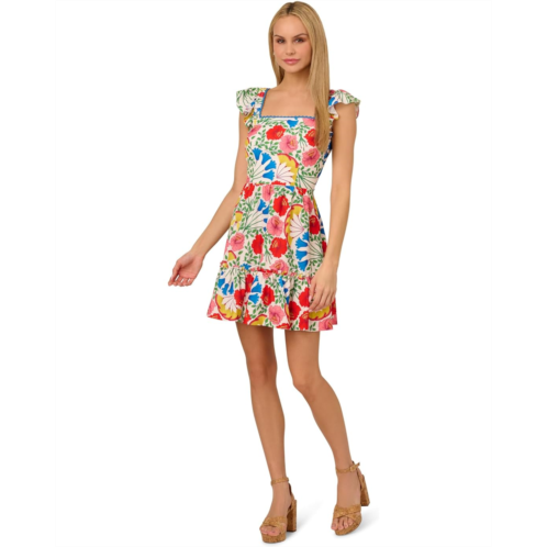 Womens Adrianna Papell Flutter Sleeveless Short Dress