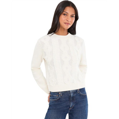 Womens Vince Cut Float Diamond Cable Crew Neck