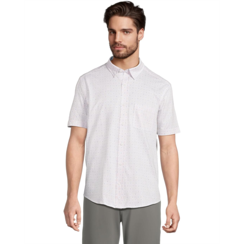 Johnston & Murphy Short Sleeve XC Flex Birdseye Mini Dot Print Button Front Shirt