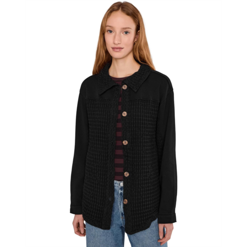 Mod-o-doc Long Sleeves Mix Media Oversized Shacket
