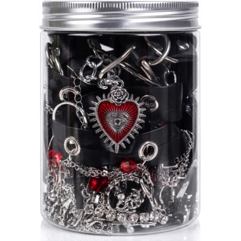 Mystery Jewelry Jar for Women - 40-52 Pcs Surprise Jewelry Jar for Her Gothic Vintage Boho Jewelry Bundle Box with Earrings Rings Bracelets Necklaces Halloween Christmas Birthday